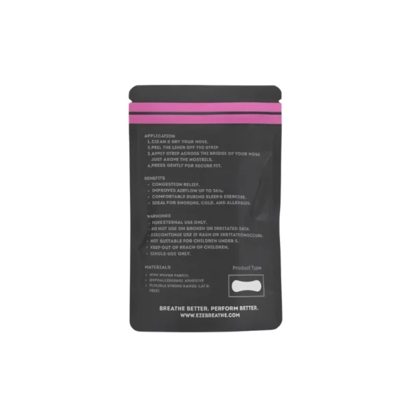 Pink Strips - Back Ezebreathe Pink Nasal Strips – 50 Pack