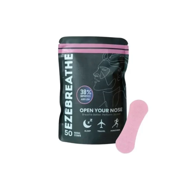Pink Strips - Front wstrip 4 Packs (1) Ezebreathe Pink Nasal Strips – 50 Pack